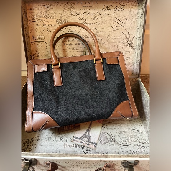 Michael Kors Dillon Dark Wash Denim and Brown Leather Crossbody w Dust Bag - Picture 6 of 8